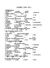 Đề kiểm tra giữa học kì I Tiếng anh lớp 7 (Có đáp án) - Năm học 2016-2017